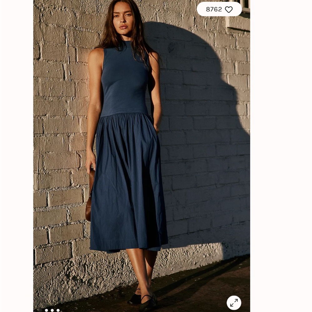 NWT Free People Navy Blue Sleeveless Midi Dress